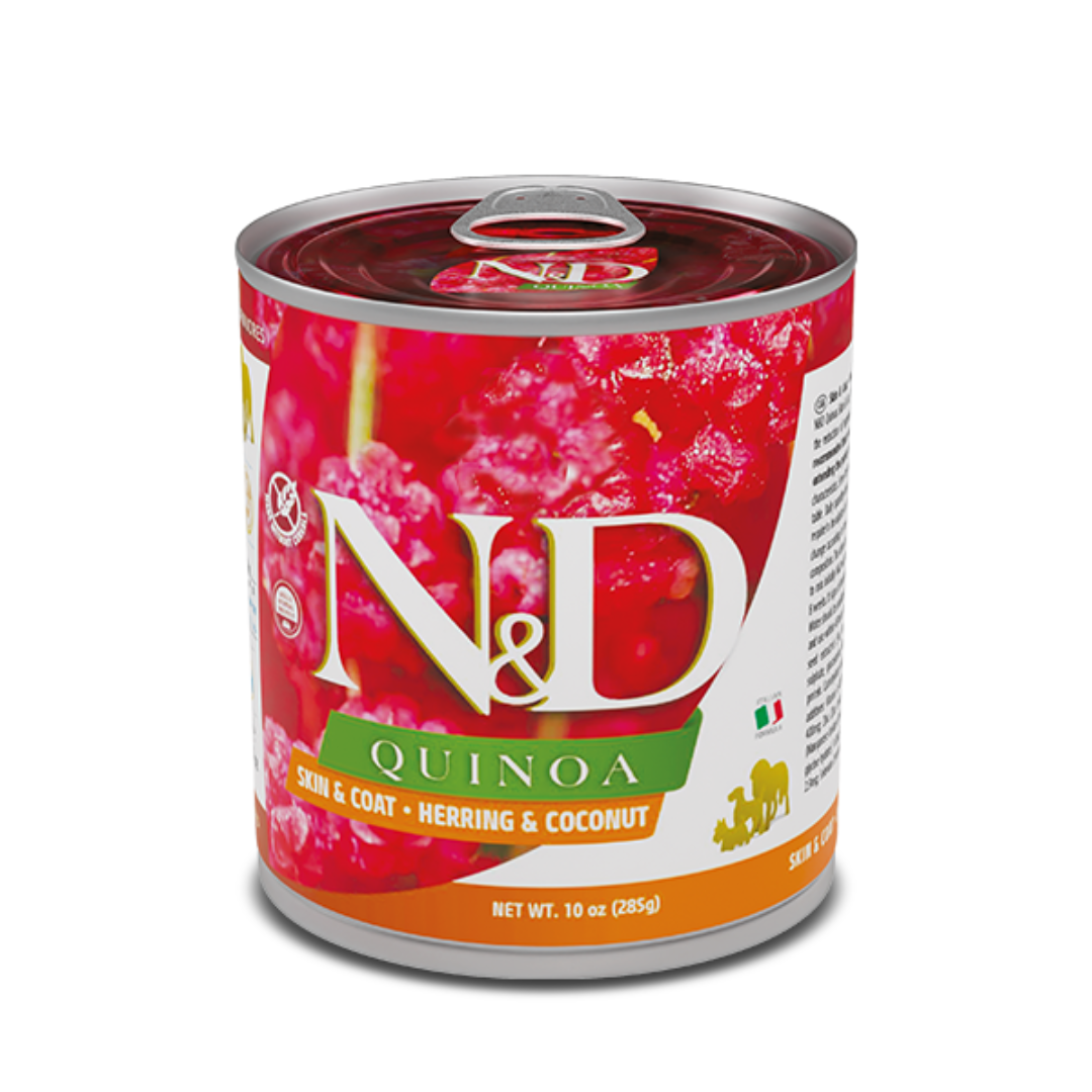LATAS FARMINA ND QUINOA PERRO SKIN COAT ARENQUE COMIDA HUMEDA 6 X 285 G