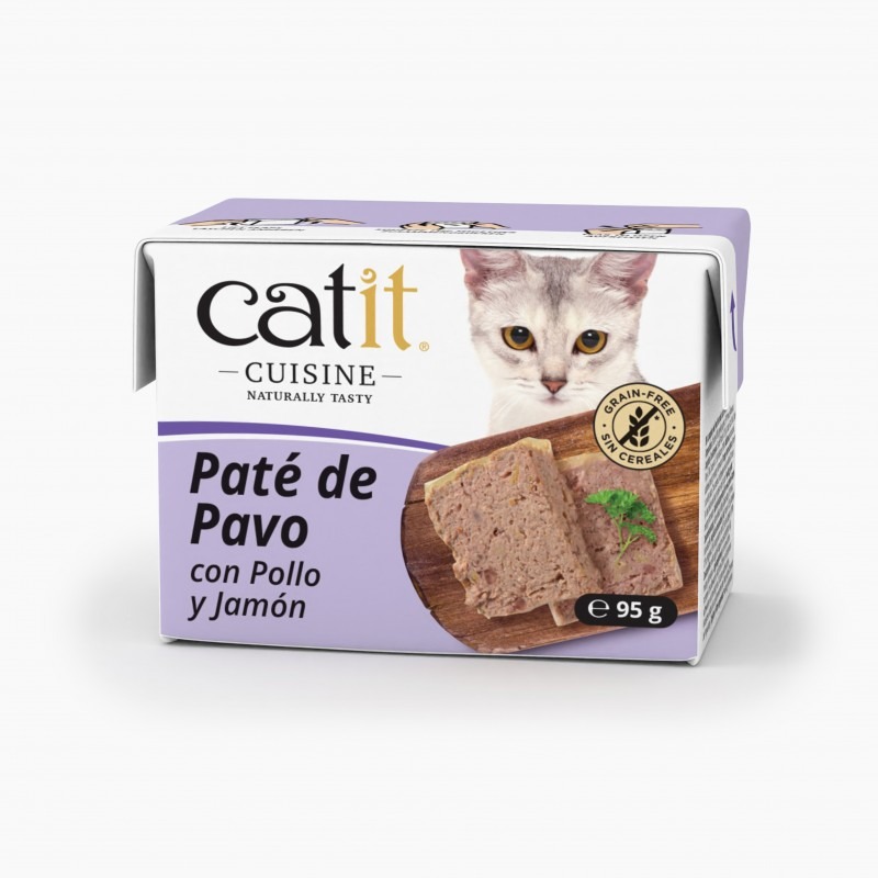 PATE CATIT CUISINE PARA GATOS PAVO CON POLLO Y JAMON 12 X 95 G