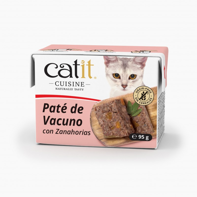 PATE CATIT CUISINE PARA GATOS VACUNO CON ZANAHORIAS 12 X 95 G