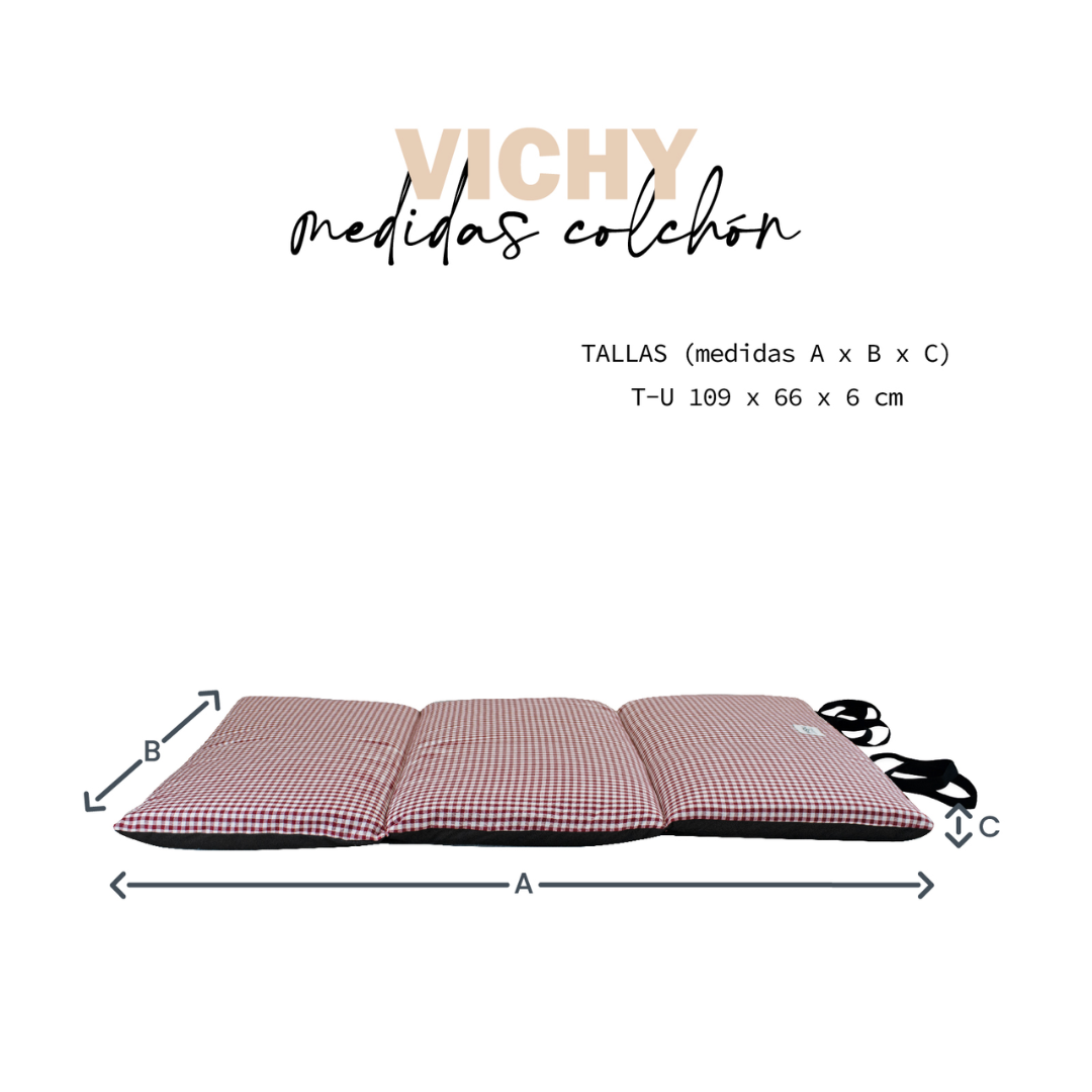 COLCHON VIAJE VICHY ROJO PARA PERROS YAGU