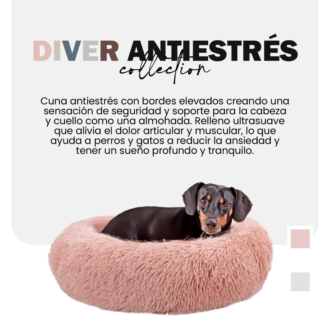 CAMA PERROS ANTIESTRES PILE GRIS YAGU 50X50 CM