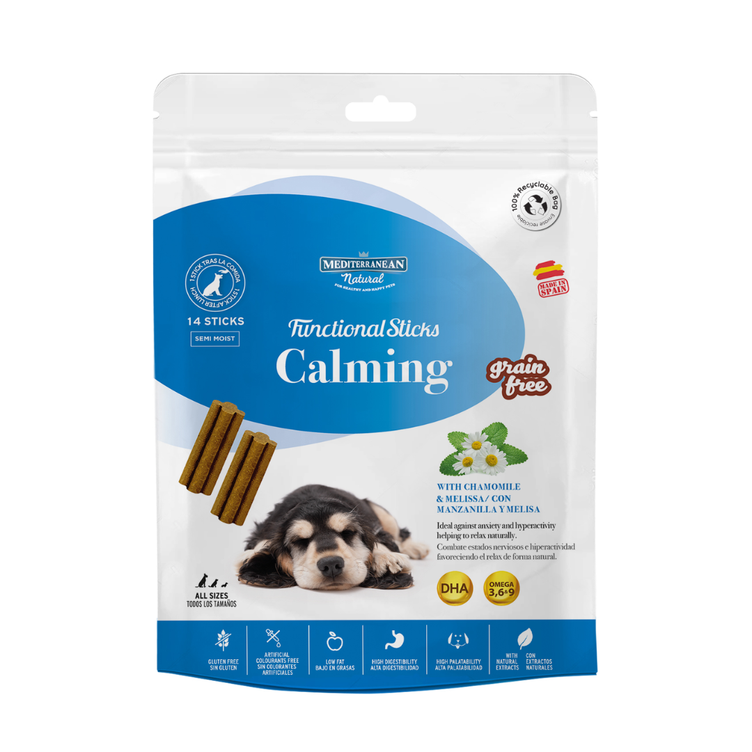 SNACKS PARA PERROS SIN CEREALES ANTIESTRES MEDITERRANEAN 12 X 110 G