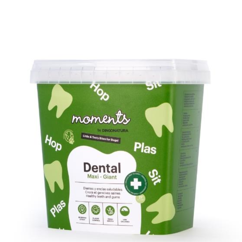 SNACK DENTAL MOMENTS PERROS RAZA MAXI Y GIGANTE 500 GRAMOS