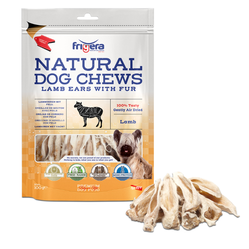 SNACK NATURAL OREJAS DE CORDERO CON PELO PERROS 100 GR