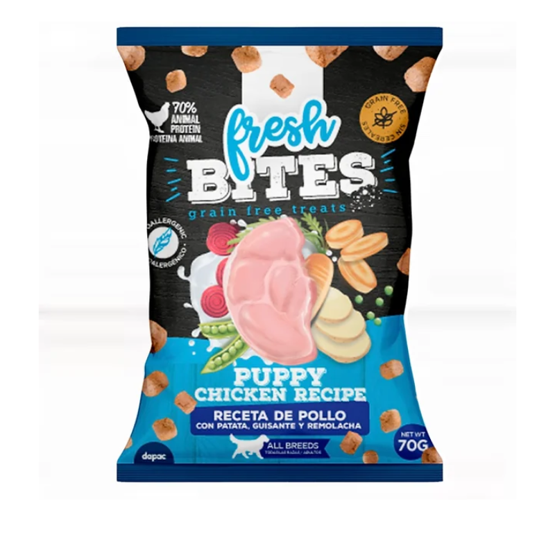 SNACK NATURAL PERROS BITES GRAIN FREE PUPPY POLLO 25 X 70 GR