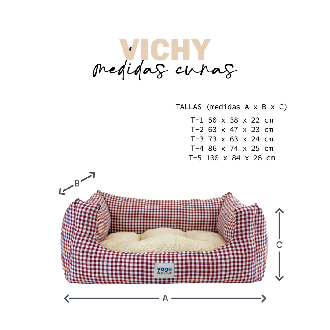 CAMA PERROS CONFORT VICHY GRANATE YAGU