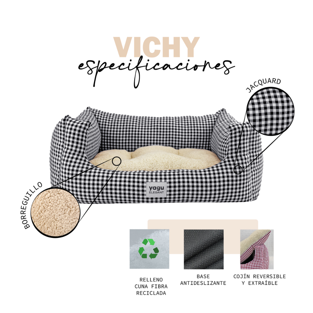 CAMA PERROS CONFORT VICHY NEGRO YAGU