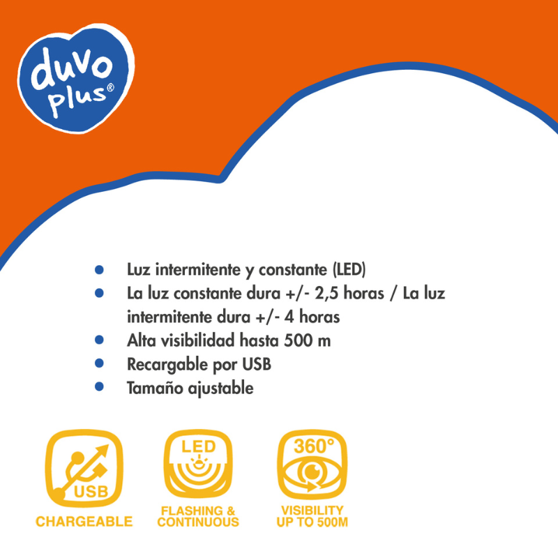 COLLAR LED PERROS DUVO SEGURIDAD SILICONA AZUL