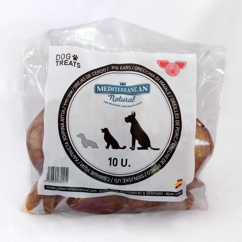 SNACK NATURAL OREJA DE CERDO PERROS 10 UNIDADES