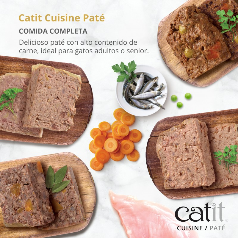 PATE CATIT CUISINE PARA GATOS VACUNO CON ZANAHORIAS 12 X 95 G
