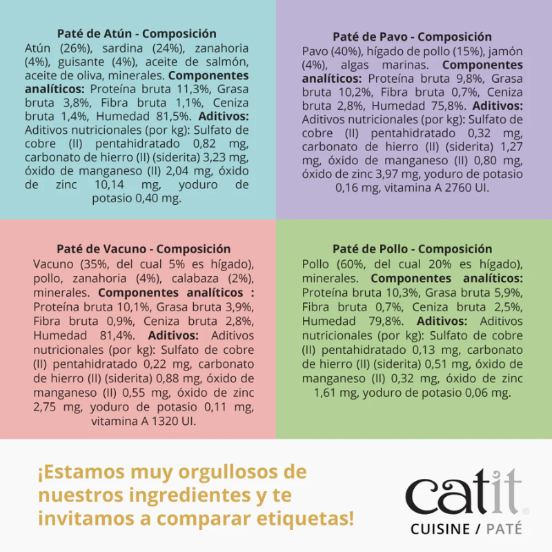 PATE CATIT CUISINE PARA GATOS VACUNO CON ZANAHORIAS 12 X 95 G