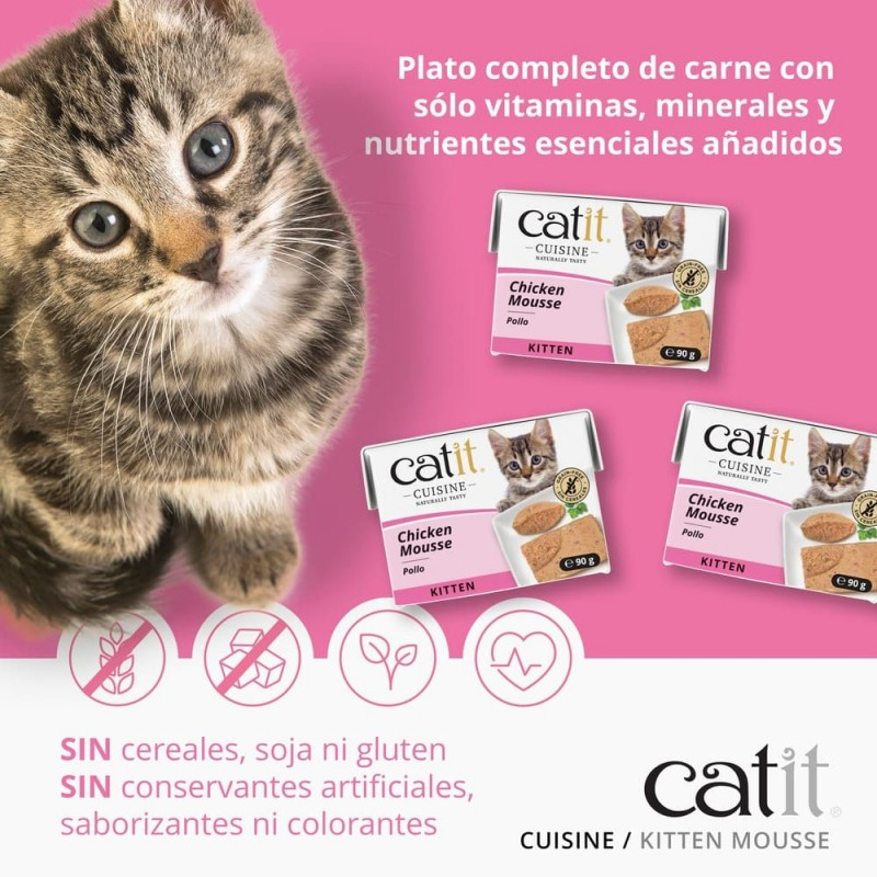 MOUSSE CATIT CUISINE PARA GATITOS KITTEN POLLO 12 X 90 G