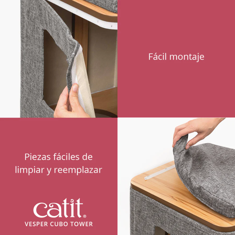 ARBOL RASCADOR GATOS CATIT VESPER CUBO TOWER PIEDRA