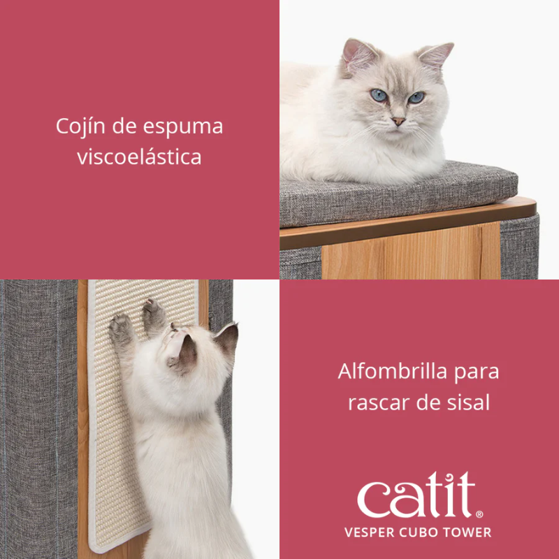 ARBOL RASCADOR GATOS CATIT VESPER CUBO TOWER PIEDRA