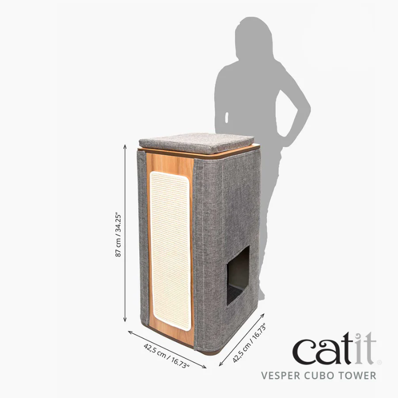 ARBOL RASCADOR GATOS CATIT VESPER CUBO TOWER PIEDRA