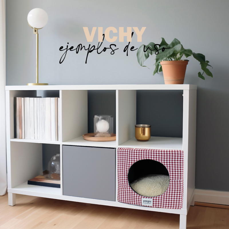 CAMA CUBO PERROS Y GATOS VICHY GRANA YAGU 33 x 33 x 33 CM