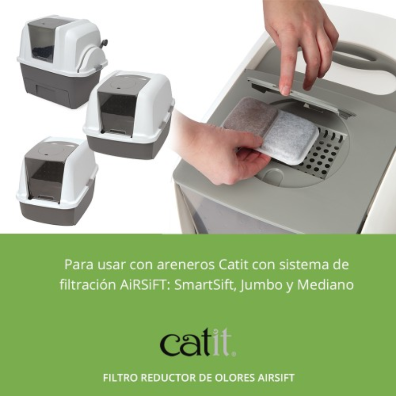 FILTRO REDUCTOR DE OLORES ARENEROS GATOS CATIT AIRSIFT PACK DE 2 FILTROS