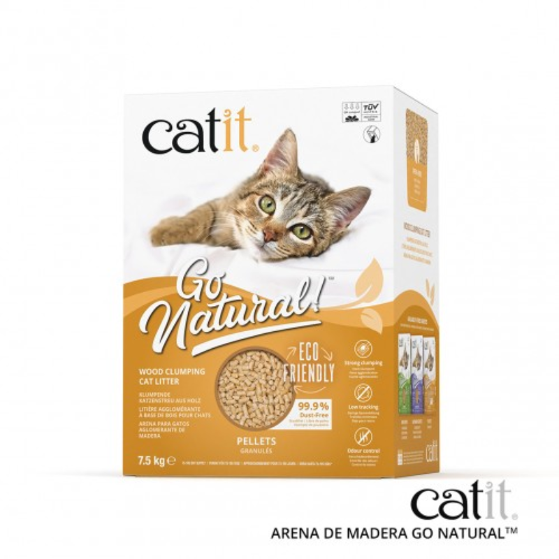 ARENA DE MADERA CATIT GO NATURAL CAJA 7,5 KG 15L