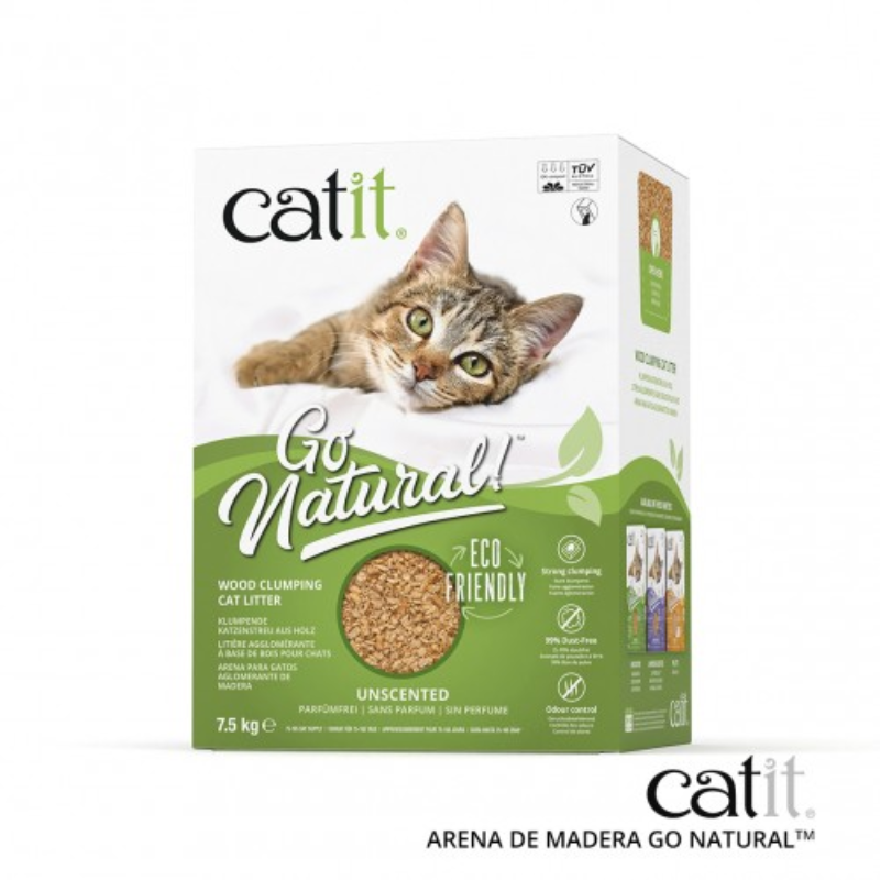 ARENA DE MADERA CATIT GO NATURAL CAJA 7,5 KG 15L