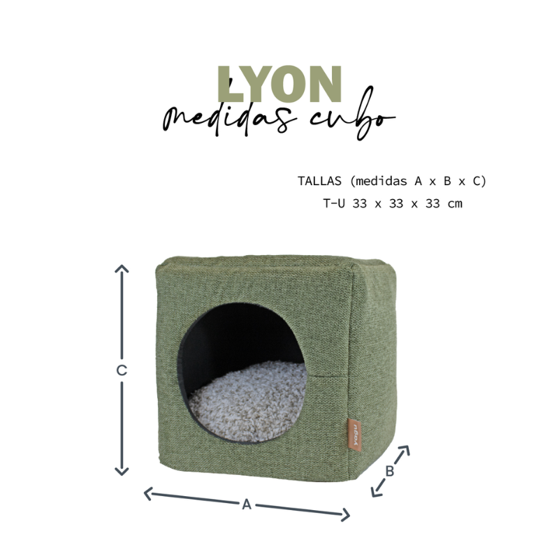 CAMA CUBO CONVERTIBLE PERROS Y GATOS LYON MENTA YAGU 33 x 33 x 33 CM