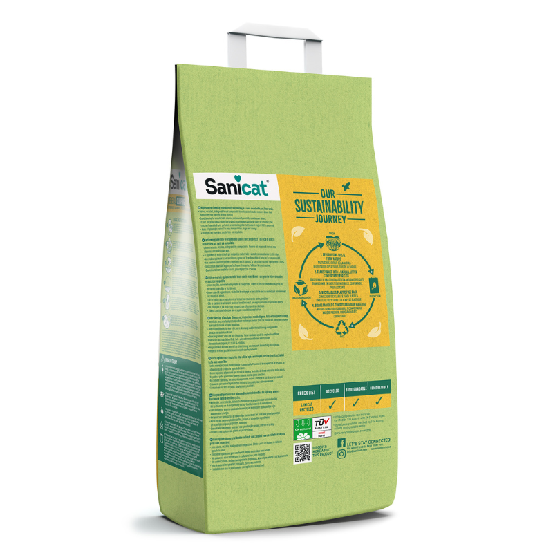 ARENA GATOS SANICAT NATURA ACTIVA CLUMPING RECYCLED 10 LTS