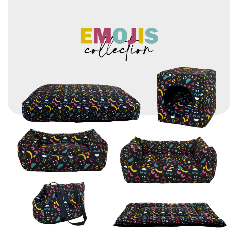CAMA CUBO CONVERTIBLE PERROS Y GATOS EMOJIS YAGU 33 x 33 x 33 CM