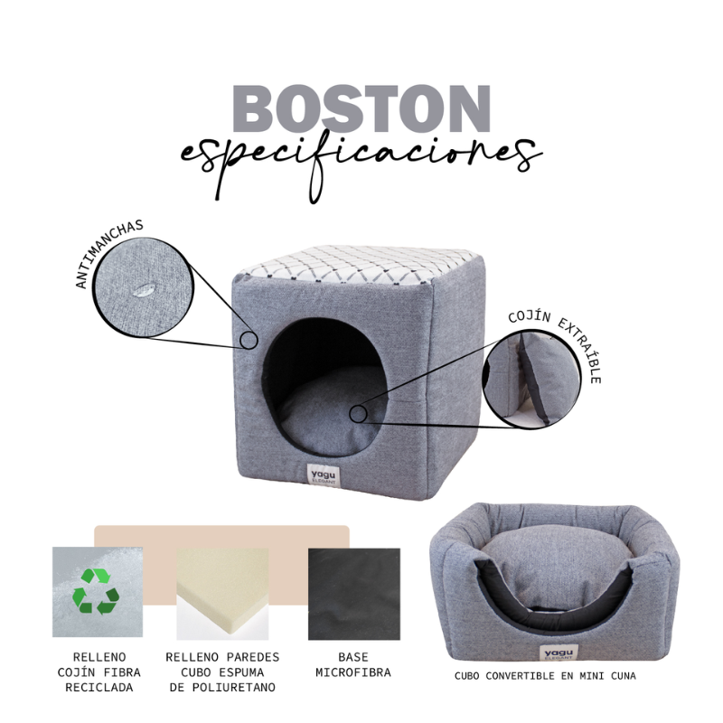 CAMA CUBO CONVERTIBLE PERROS Y GATOS BOSTON YAGU 33 x 33 x 33 CM