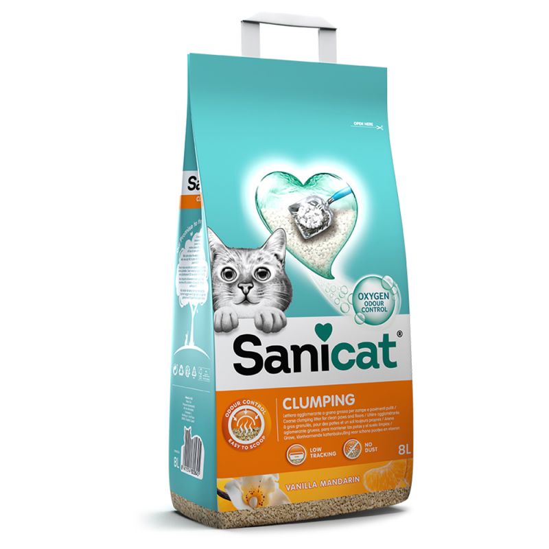 ARENA GATOS BENTONITA AGLOMERANTE SANICAT CLUMPING AROMA DUO VAINILLA Y MANDARINA