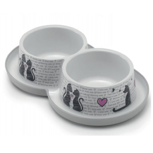 MODERNA COMEDERO TRENDY DINNER PERRO DOBLE CATS IN LOVE 2 x 350 ML