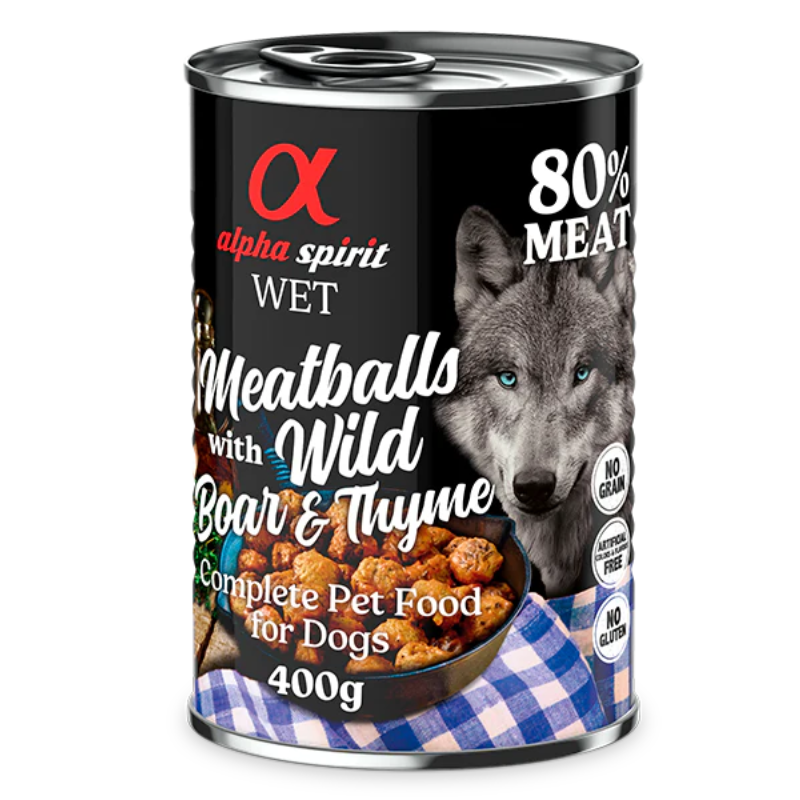 ALPHA SPIRIT HUMEDO ALBONDIGAS DE JABALI Y TOMILLO 6X400 GR