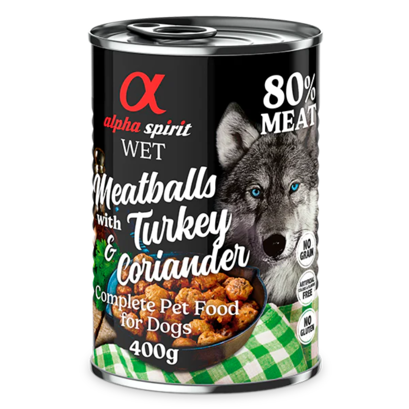 ALPHA SPIRIT HUMEDO ALBONDIGAS DE PAVO Y CILANTRO 6X400 GR