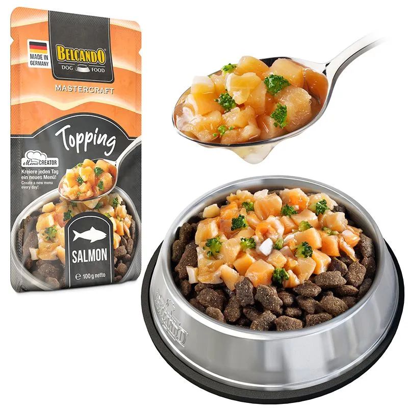 BELCANDO TOPPING PERROS SALMON 12 X 100 G