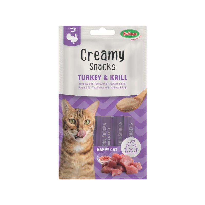 BUBIMEX CREAMY SNACK LIQUIDO GATO PAVO Y KRILL 12 X 60 G