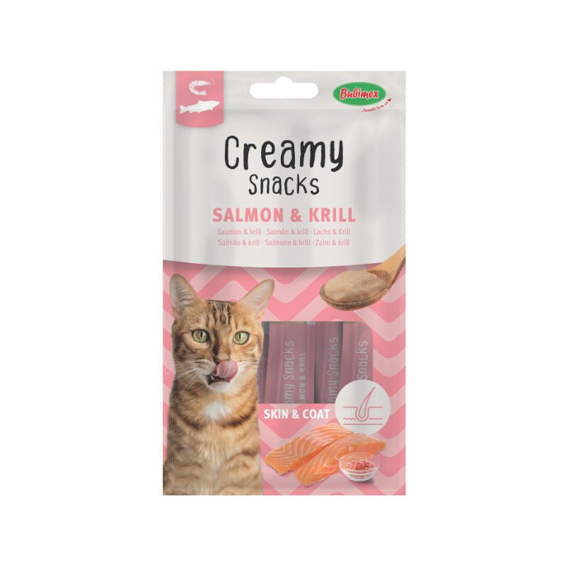 BUBIMEX CREAMY SNACK LIQUIDO GATO SALMON Y KRILL 12 X 60 G