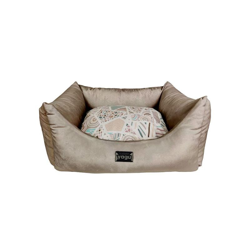 CAMA PERROS BEIGE GULLIVER VELVET YAGU 55 X 46 X 18 CM