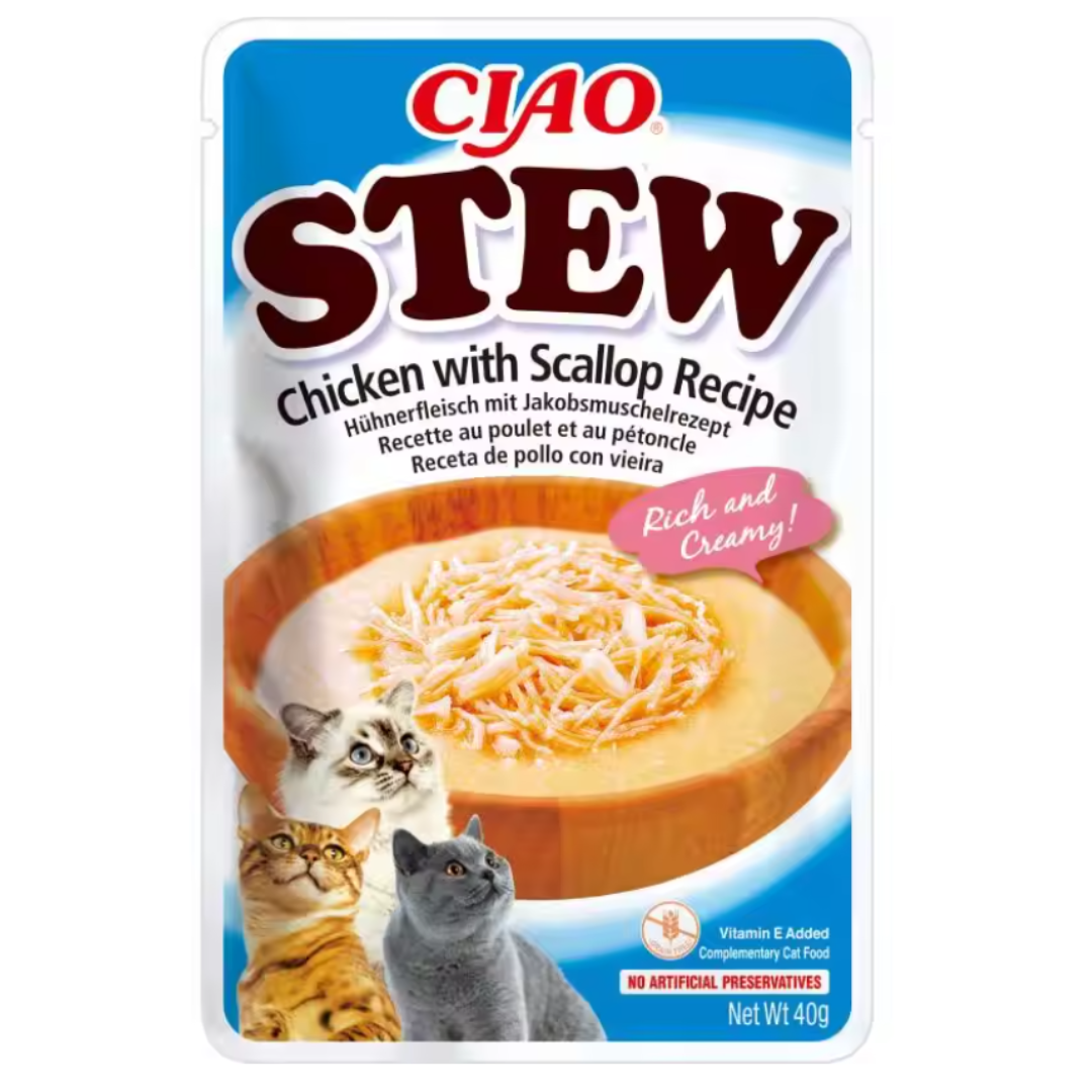 CHURU CIAO STEW GATOS POLLO Y VIEIRA 12 X 40 G