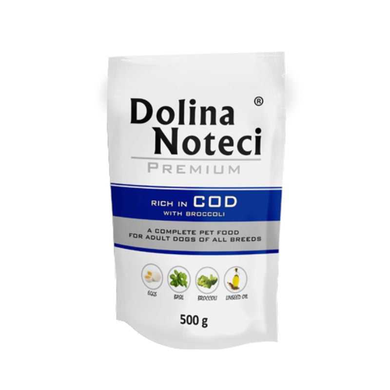 COMIDA HUMEDA PERROS DOLINA NOTECI PREMIUM BACALAO Y BROCOLI 12 X 500 G