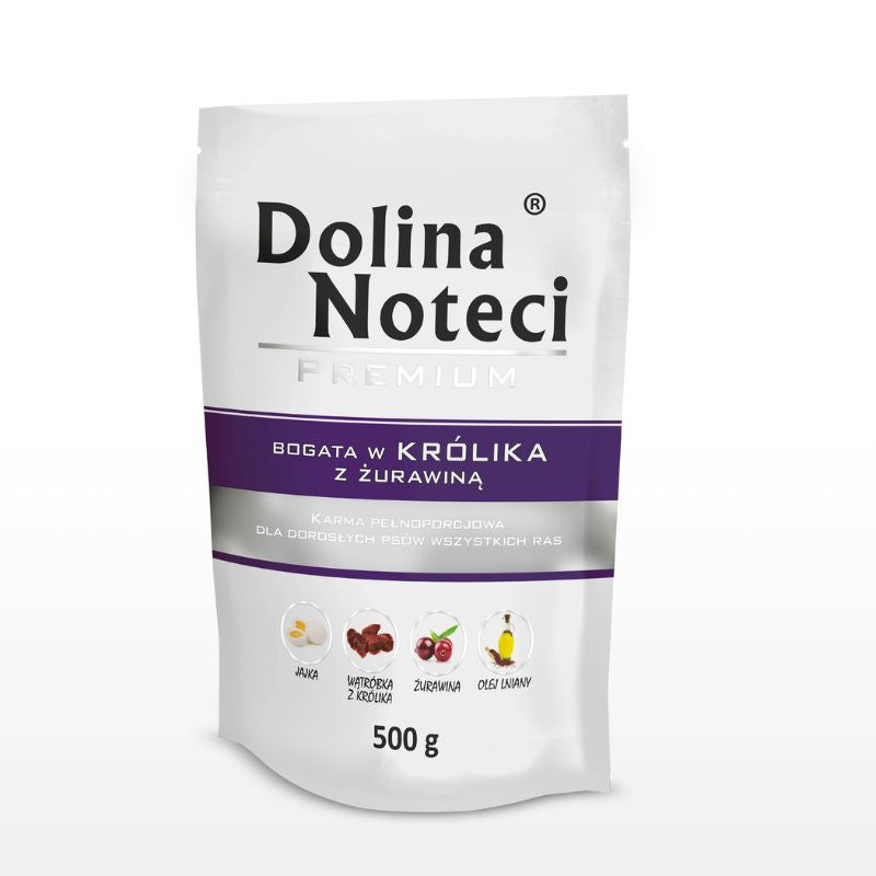 COMIDA HUMEDA PERROS DOLINA NOTECI PREMIUM CONEJO Y ARANDANOS 12 X 500 G