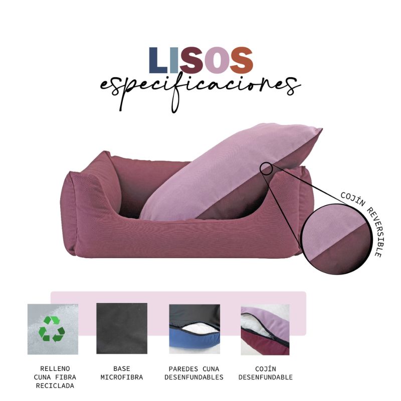 CAMA PERROS OXFORD BURDEOS MALVA YAGU 120 X 96 X 32 CM