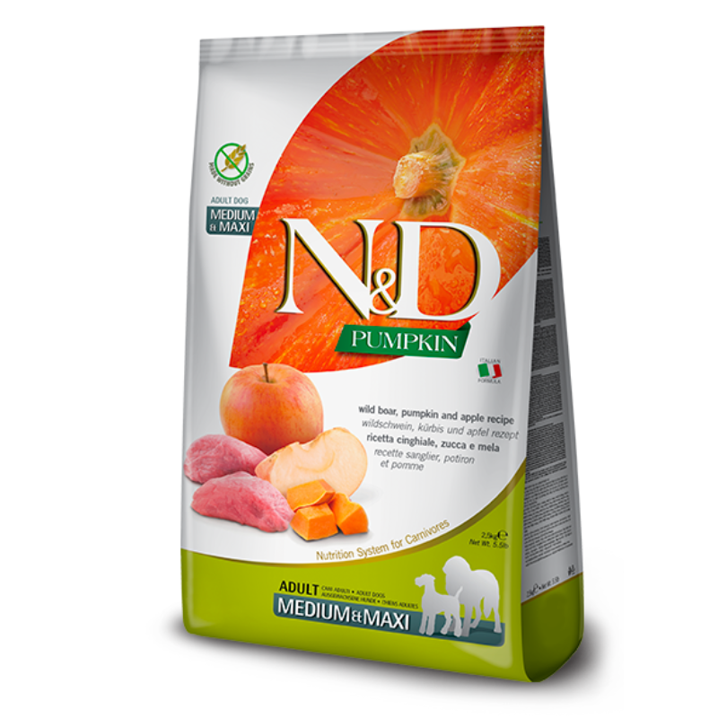 FARMINA ND PERRO PUMPKIN JABALI Y MANZANA ADULT MEDIUM MAXI 12 KG