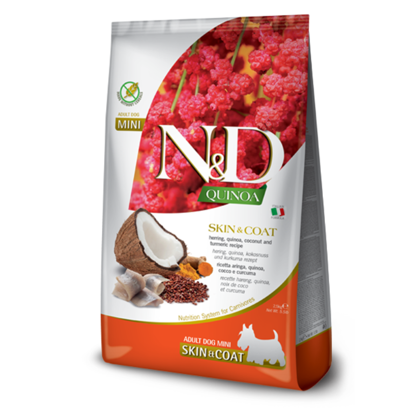 FARMINA ND PERRO QUINOA SKIN COAT ARENQUE ADULTO MINI 2,5 KG