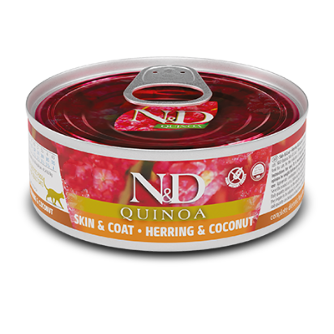 FARMINA ND SKIN COAT ARENQUE COMIDA HUMEDA GATOS 24X80 G