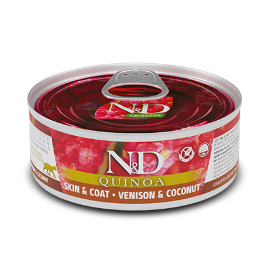 FARMINA ND SKIN COAT VENADO COMIDA HUMEDA GATOS 24X80 G