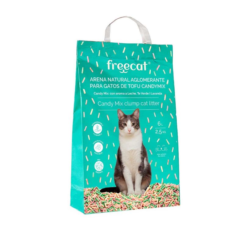 FREECAT ARENA NATURAL AGLOMERANTE TOFU GATOS CANDYMIX