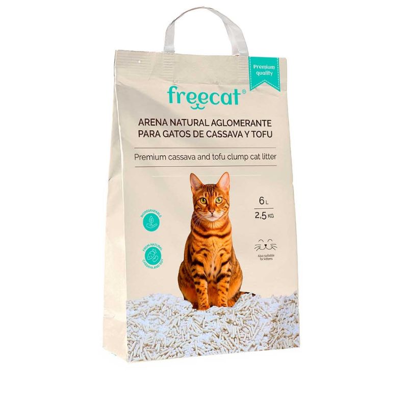 FREECAT ARENA NATURAL AGLOMERANTE TOFU Y CASSAVA PREMIUM GATOS