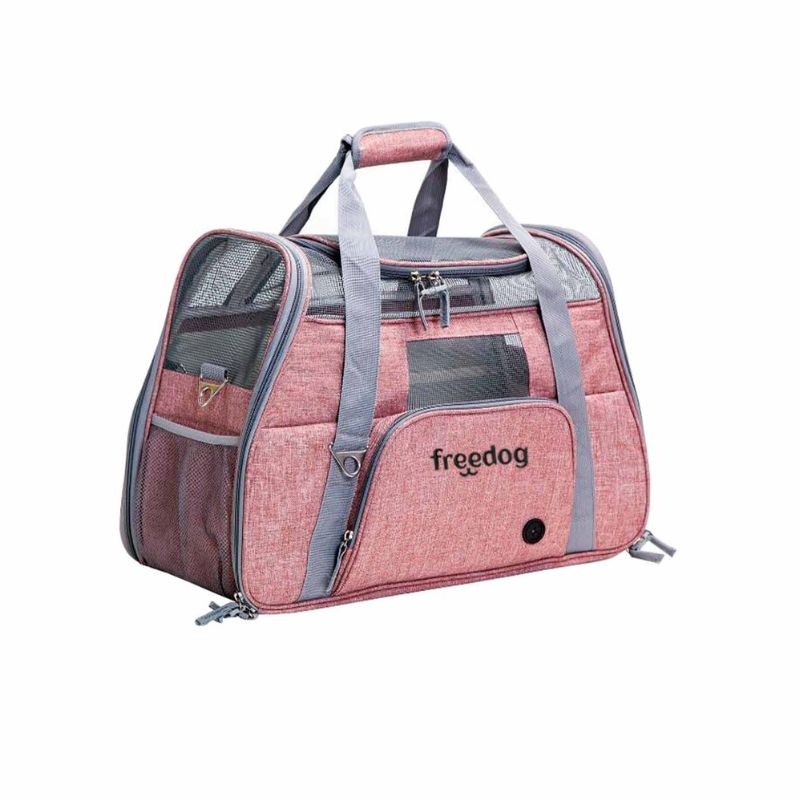 FREEDOG TRANSPORTIN CROSSWORLD MARRON ROSADO PERROS Y GATOS 51 X 23 X 35 CM