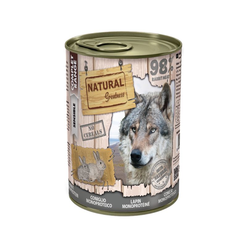 COMIDA HUMEDA PERROS NATURAL GREATNESS MONOPROTEICO CONEJO 400 G