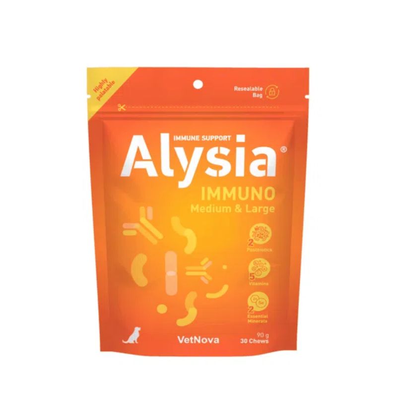 ALYSIA IMMUNO MEDIUM LARGE 30 CHEWS SISTEMA INMUNITARIO PERROS Y GATOS