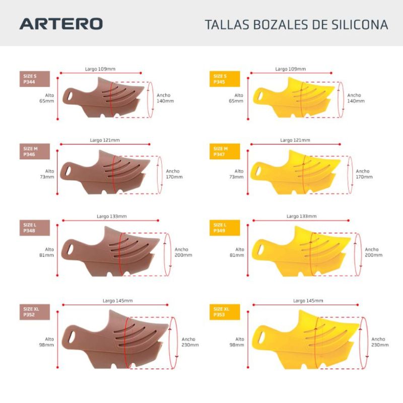 bozal para perros silicona color amarillo artero