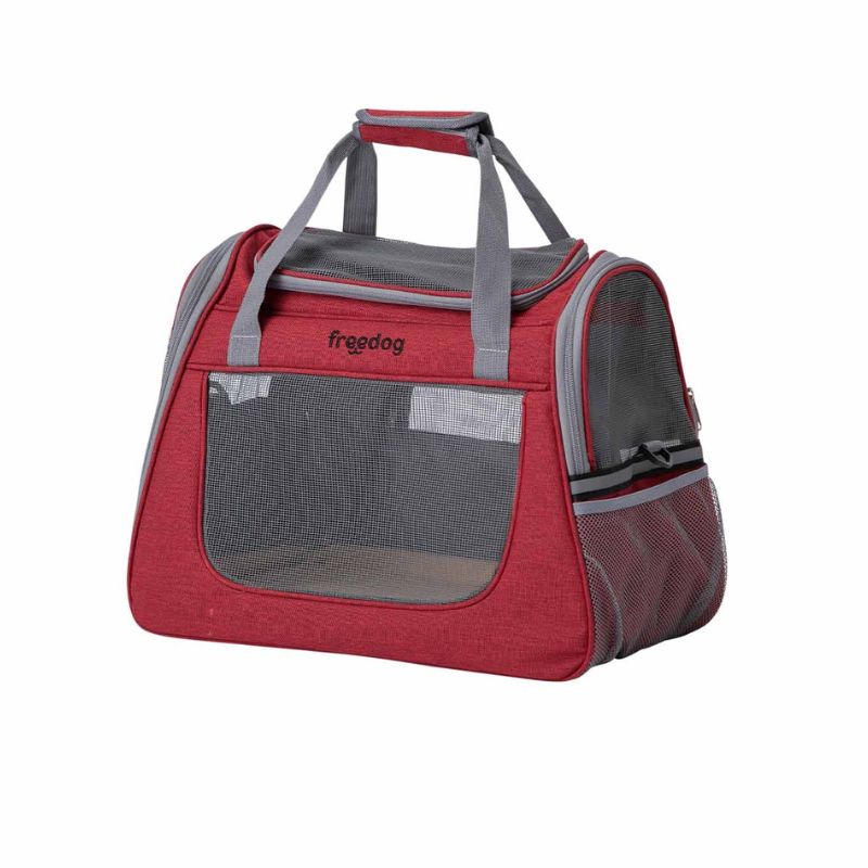TRANSPORTIN PARA PERROS Y GATOS FREEDOG LAX ROJO 45X25X35 CM